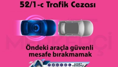 52/1-c Trafik Cezası Nedir? Takip Mesafesi Cezası 2025 Trafik cezası sorgulama 52/1-c trafik cezası öndeki araçla güvenli mesafe bırakmamak olarak bilinmektedir. 132 lira ceza yazılmaktadır. 52/1c itiraz dilekçesi ve 52 1c nedir sizler için açıkladım