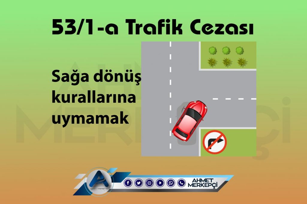 53/1-a trafik cezası sağa dönüş kurallarına uymamak olarak bilinmektedir. 690,00 lira ceza yazılmaktadır. 53/1a itiraz dilekçesi ve 53 1a nedir sizler için açıkladım