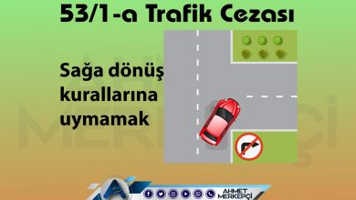 53/1-a Trafik Cezası Nedir? Sağa Dönülmez Cezası 2025 trafik 53/1-a trafik cezası sağa dönüş kurallarına uymamak olarak bilinmektedir. 132 lira ceza yazılmaktadır. 53/1a itiraz dilekçesi ve 53 1a nedir sizler için açıkladım
